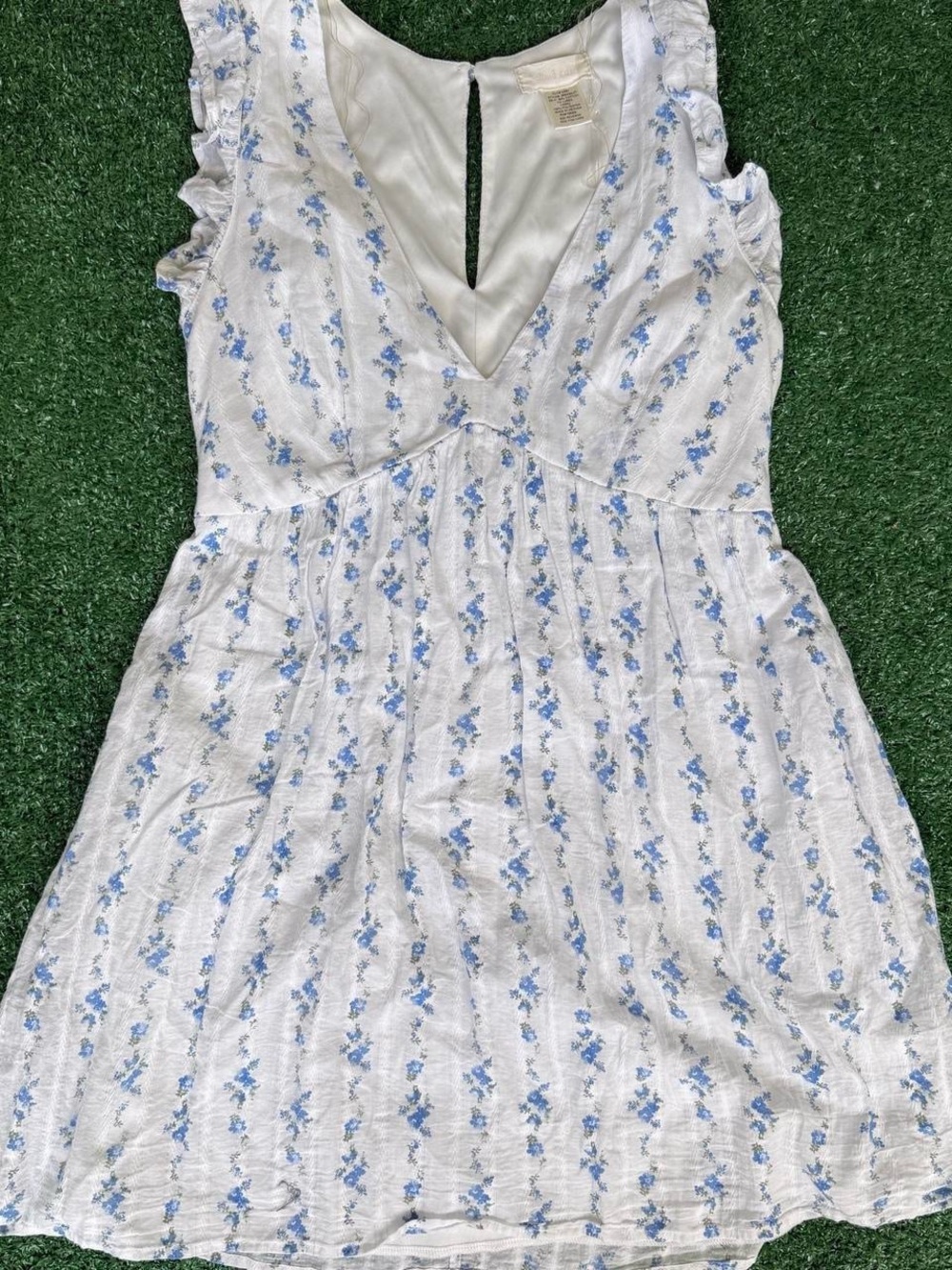 Altar'd State White Dress with Light Blue Floral Print